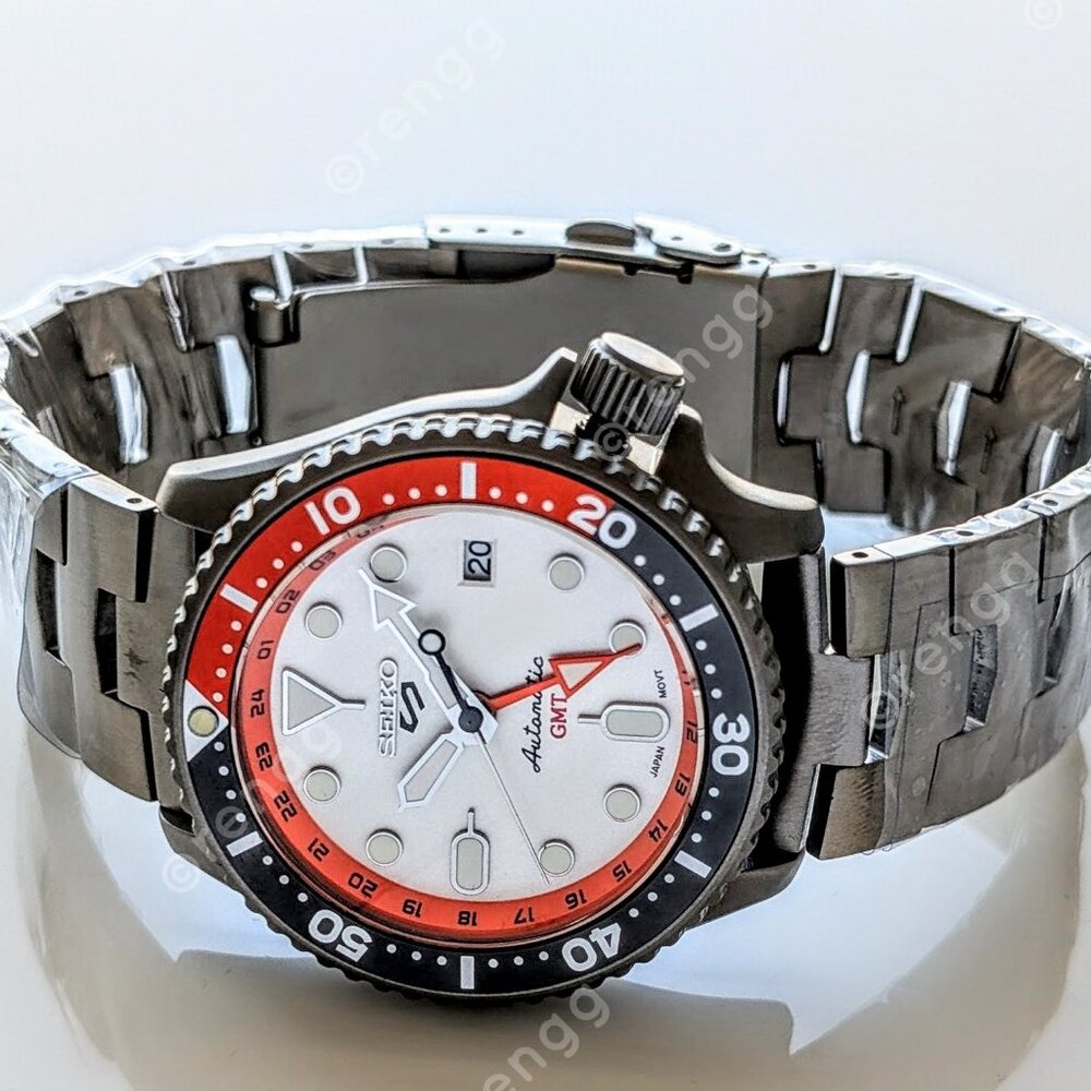 Full Titanium Automatic Gmt White Orange Diver 42… - image 4